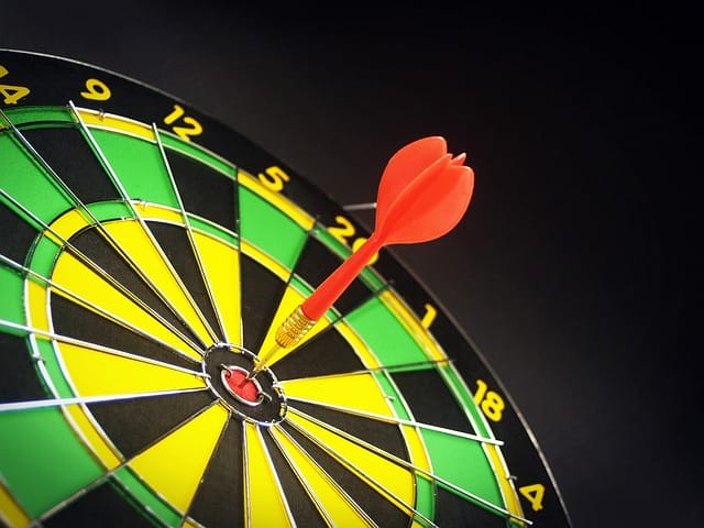 dart board bullseye showing accuracy